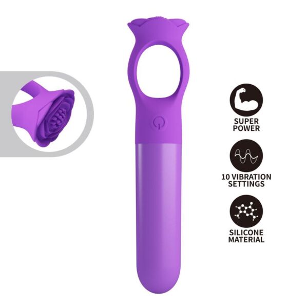Purple Giana mini vibrator with its grip ring