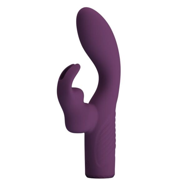 Pretty Love Olivia rabbit vibrator in purple silicone, with its clitoral arm