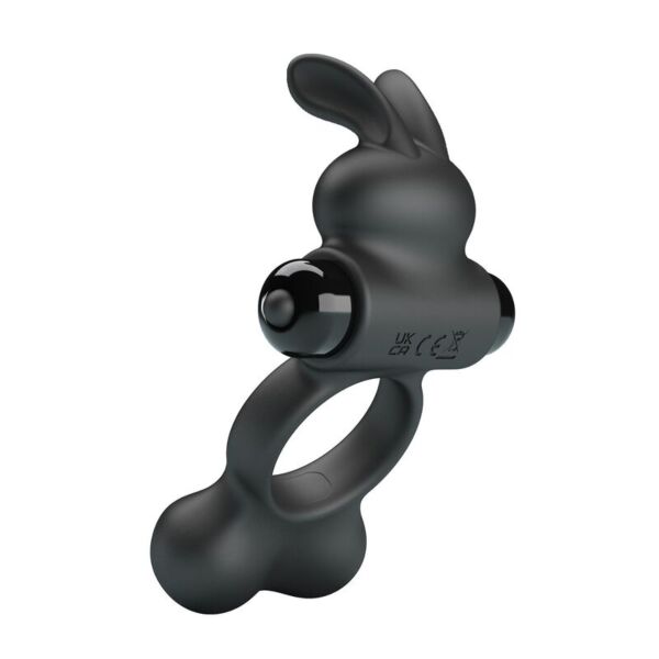 Pretty Love vibrating cock ring with bunny, in black