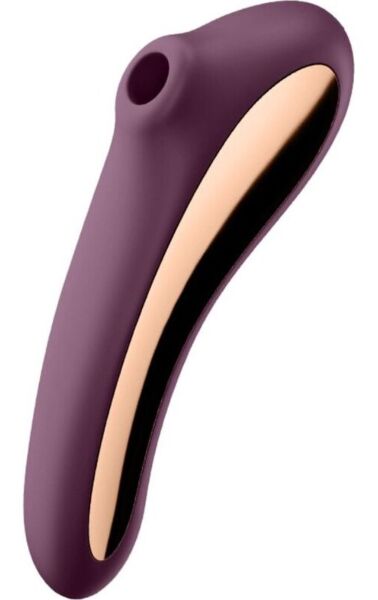 Satisfyer Dual Kiss clitoral suction toy with its curved vibrating handle