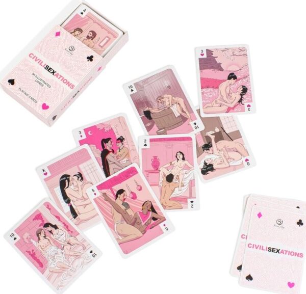 Secret Play Civilisexations playing cards with illustrations of four civilisations