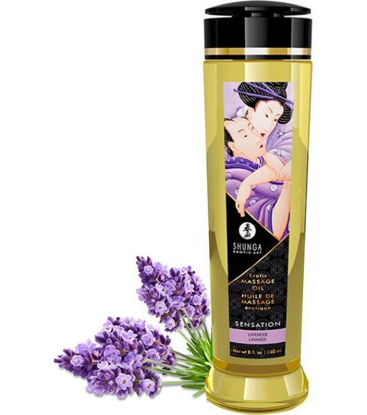 Shunga Erotic Massage Oil, 240 ml massage oil in its clear bottle