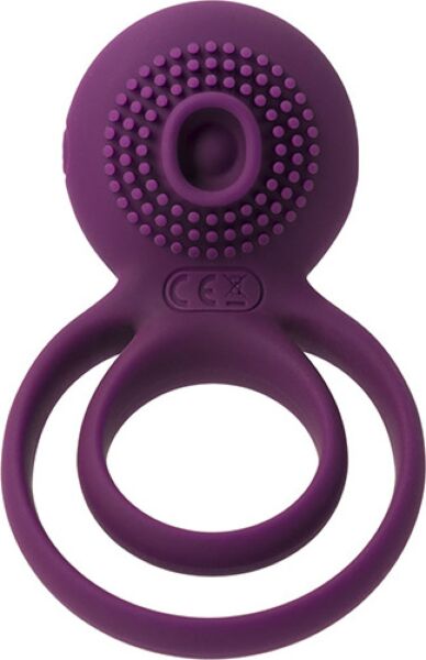 SVAKOM Tammy Violet vibrating cock ring, in purple silicone with dual rings and a textured head