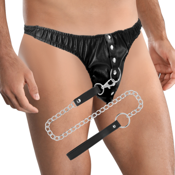 Darkness Submission Thong with Metal Chain thong with metal chain and D-rings