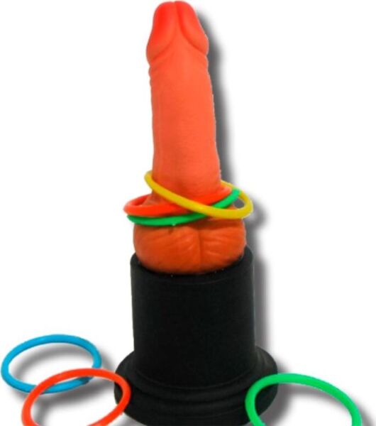 Diablo Picante Trofeo del Pene ring toss game with the trophy, rings and accessories
