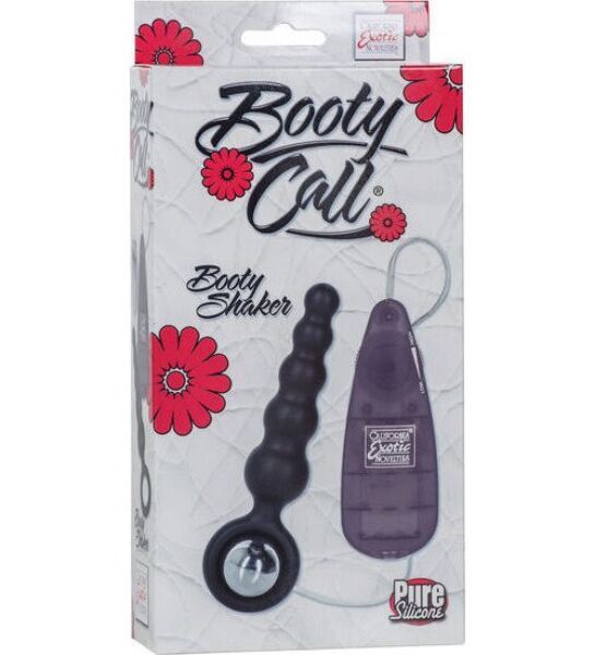 Black CalExotics Booty Call Booty Shaker with stepped probe, circular handle, bullet vibrator and wired controller