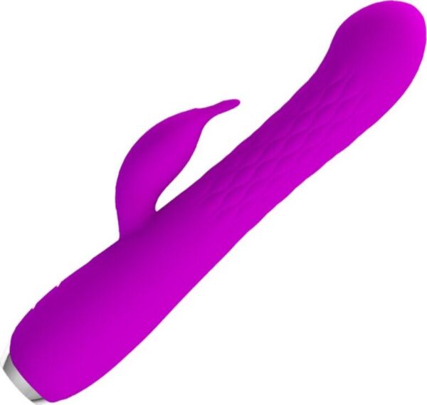 Purple Pretty Love BI-014692 rabbit vibrator with ribbed shaft and bunny arm