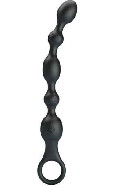Pretty Love BI-040142 vibrating anal beads, in black, with their handle