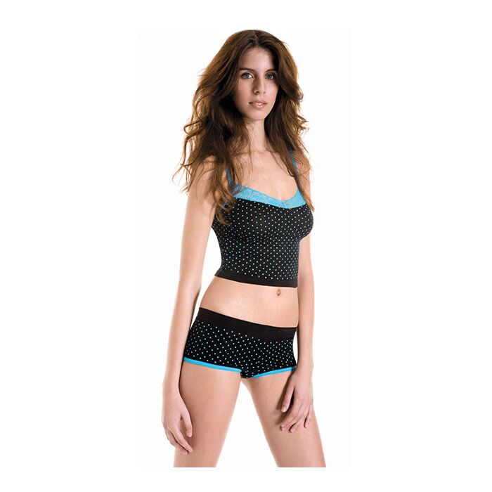 TOP Y PANTALON NEGRO TOPO AZUL TOP Y PANTALON NEGRO TOPO AZUL