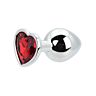 Butt Plug Toosh Heart Shaped Silver with Red Stone Medium