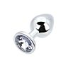 Butt Plug Toosh Medium Clear Stone with Jewelled Base Plata