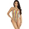 Leg Avenue Rainbow Striped Criss-Cross Bodysuit