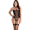 Lingerie Set S Pleasures Floral Bustier with Garter and Thong