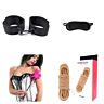 Beginner's soft bondage kit with handcuffs, blindfold, crop and rope
