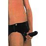 Panty black with cover plug for penis and internal