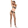 Lingerie Set Music Legs Top and Thong with Garter Belt