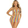 Leg Avenue Rainbow Striped Halter Mini Dress