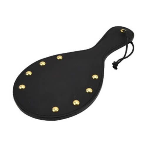 Bound Nubuck Leather Paddle with Brass Stud Detail