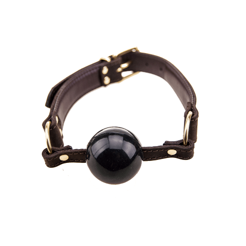 Bound Nubuck Leather Solid Ball Gag - Adjustable Comfort