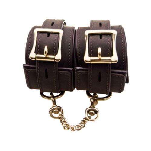 Bound Nubuck Leather Wrist Restraints Adjustable Design