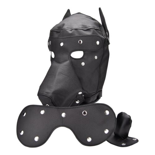 Bondage Hood Bound to Please Dog Mask with Removable Features