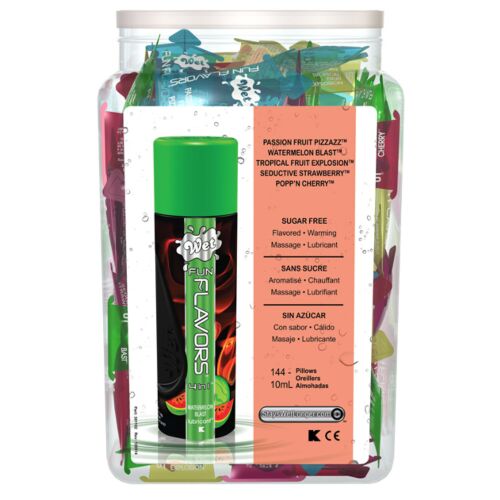 WET FUN FLAVORS HEATING 10ML  144 ASSORTED PILLOWS BOWL DISPLAY