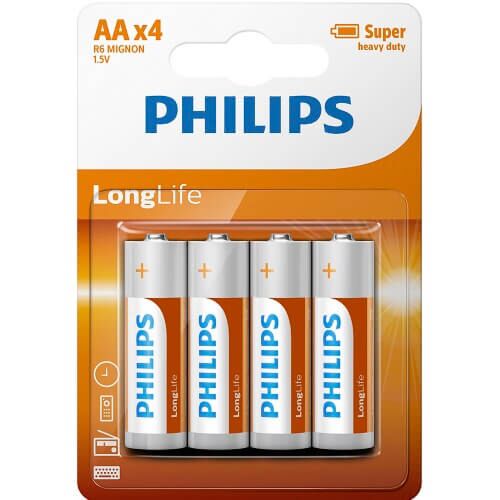 Batteries Philips AA Size Pack of 4