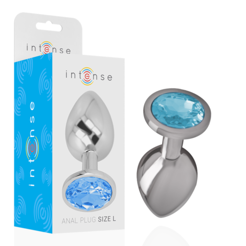 Anal Plug INTENSE Aluminium Metal with Blue Crystal