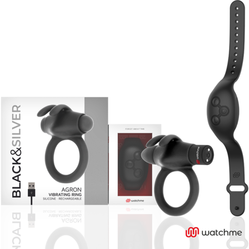 BLACK&SILVER Agron WATCHME Remote Control Cock Ring