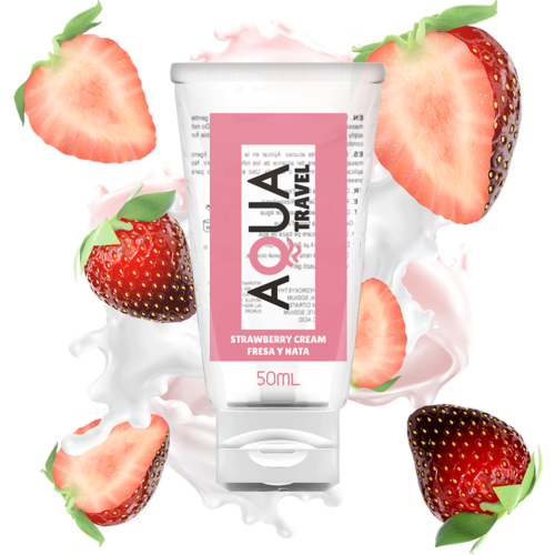 Aqua Travel - Water-Based Lubricant Strawberry and Cream Flavor - 50 ml
