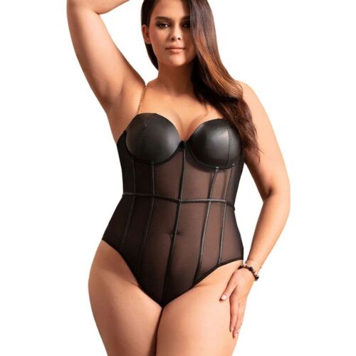 Bodysuit SUBBLIME Black Chain Suspenders L/XL
