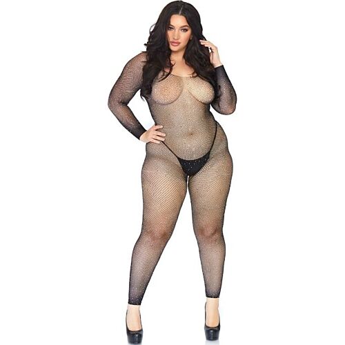 Leg Avenue Seamless Crystal Fishnet Bodystocking 1X-2X