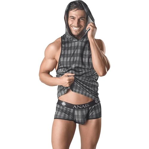 Hooded T-Shirt ANAIS MEN AEGIS with Checkered Print