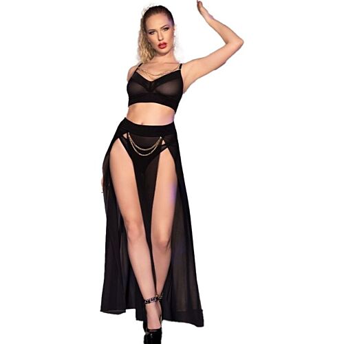 CHILIROSE SETS CR 4672 Black Three-Piece Lingerie Set S