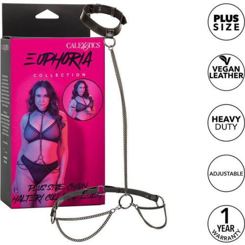 CalExotics Euphoria Plus Size Chain Halter Collar & Leash
