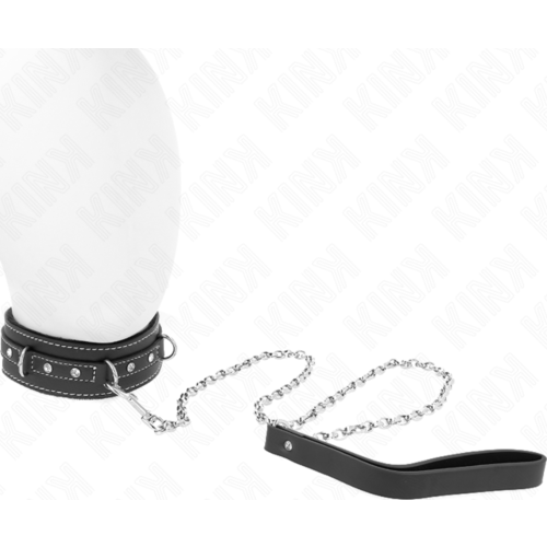 KINK Collar with 105 cm Leash and Rhinestone Rivets