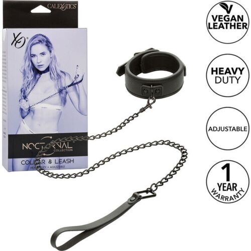 CalExotics Nocturnal Adjustable Leather Collar & Leash