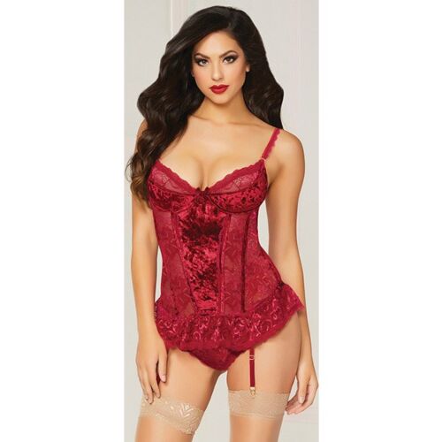Bustier Set 2PC Wine M with Heart Shaped Design