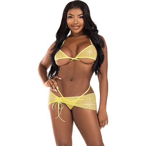 Lingerie Set Leg Avenue Diamonds Yellow S/M - Ultra-Flirty Design