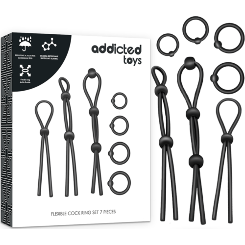 Cock Ring Set Addicted Toys 7 Flexible Silicone Rings