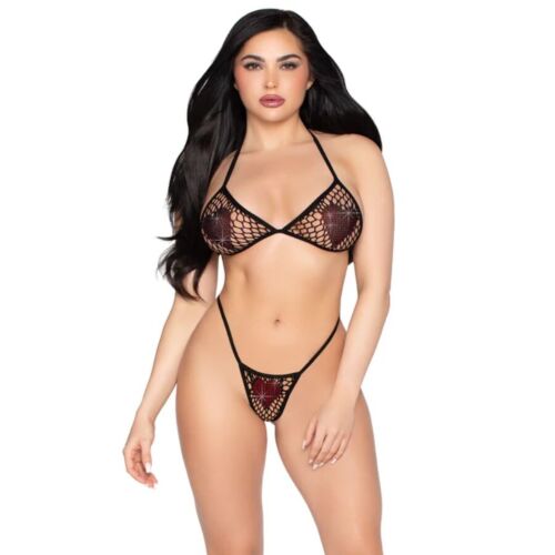 Bra Top and G-String Set Leg Avenue 86147 Mesh and Strass