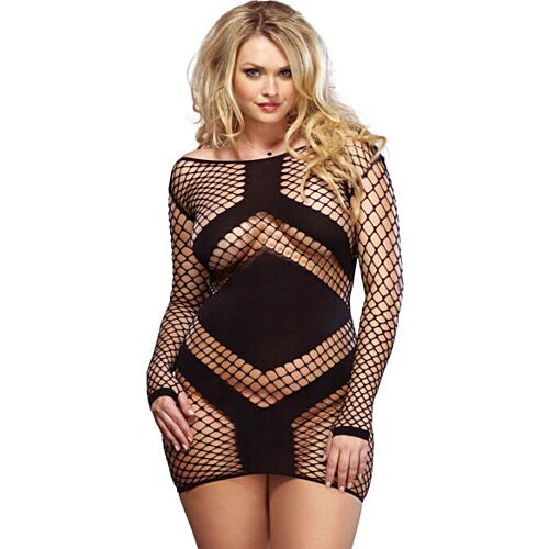 Mini Dress Leg Avenue Long Sleeves with Opaque Panels
