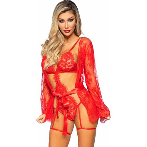 Leg Avenue 86123 Teddy and Garter Robe Set