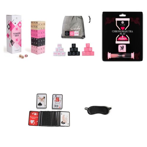 Couples' erotic games kit with tower, dice and cards