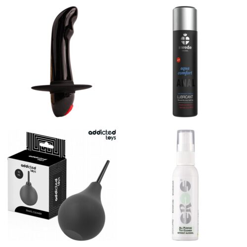 Beginner's prostate kit with flared-base vibrator