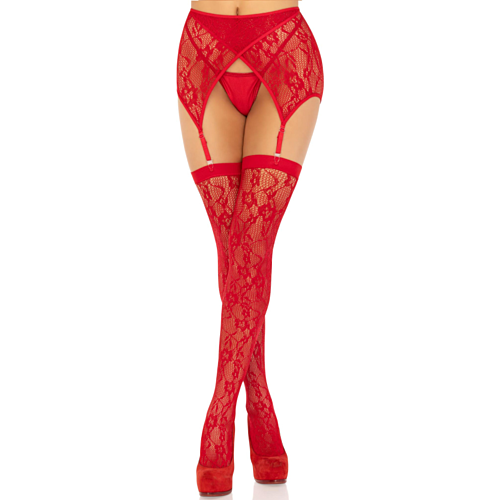 Thigh High Stockings Leg Avenue with Crisscross Garter