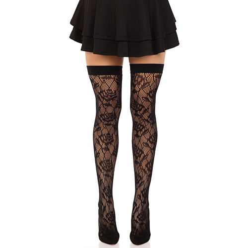 Fishnet Stockings Leg Avenue with Wild Rose Design