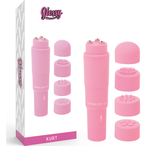 Mini Vibrator GLOSSY Kurt with Interchangeable Heads