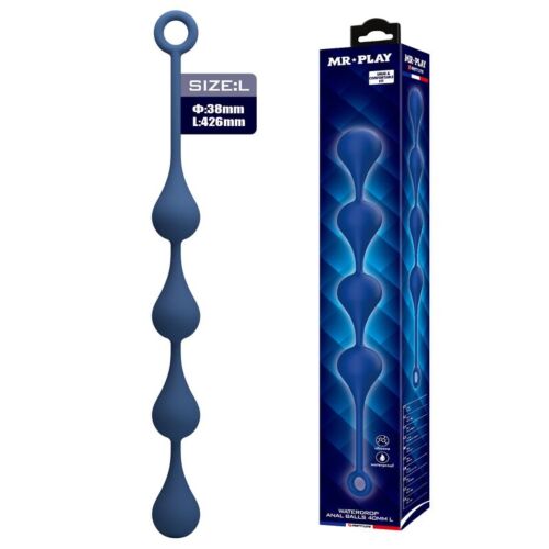 Anal Beads MR PLAY Blue Silicone Size L 42.6 cm
