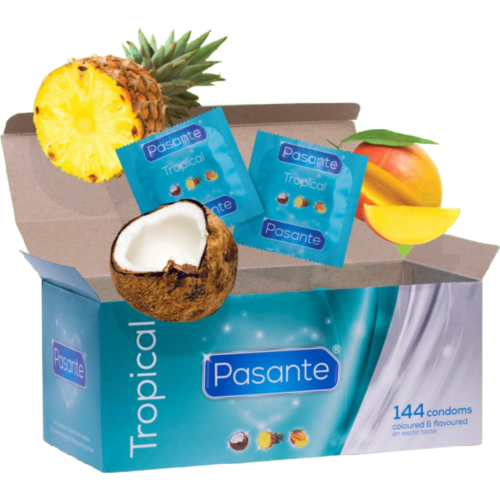Pasante Tropical Flavours Condoms - 144 Units with Exotic Taste